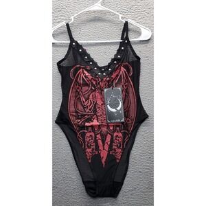 KILLSTAR Your Highness Bodysuit Women S Multi Baphomet Graphic Soft-Stretch Mesh